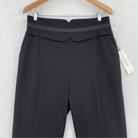 Calvin Klein Womens Black Wear To Work Straight Leg Pants Petite NWT 14P - Picture 3 of 9